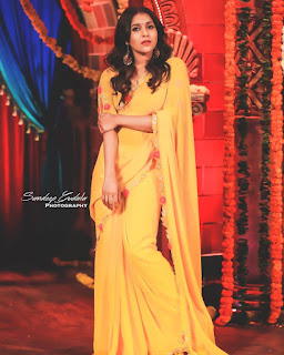 Rashmi Gautam Glams Stills Wet In yellow Transparent Saree Rashmi Gautam Glams Stills Wet In yellow Transparent Saree