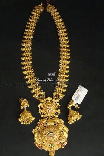 Huge Gold Long Set by Surajbhan