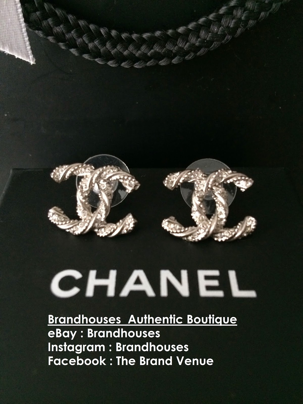 Chanel earrings for sale BNIB100 AUTHENTIC CHANEL EARRINGS TWIST LARGE CC SILVER CRYSTAL