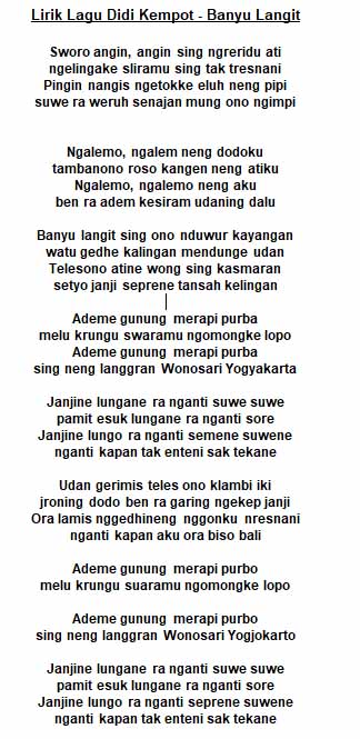 Lirik Lagu Banyu Langit