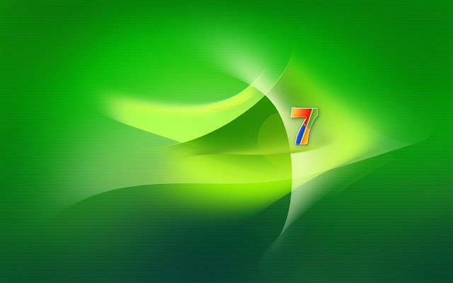 Groene Windows 7 wallpaper met logo in verschillende kleuren