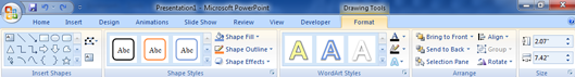 Fungsi-fungsi Menu tab Format pada Microsoft power point