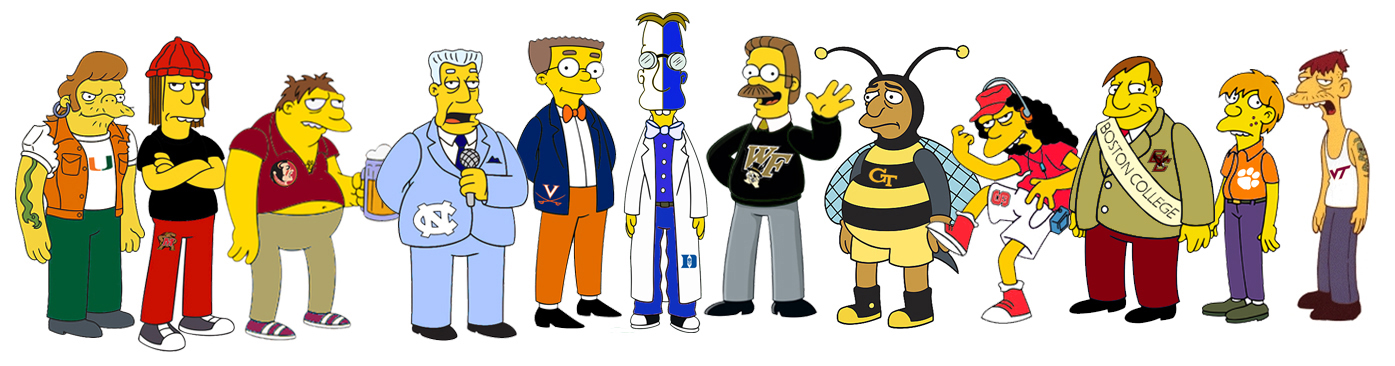 The ACC schools as Simpson characters