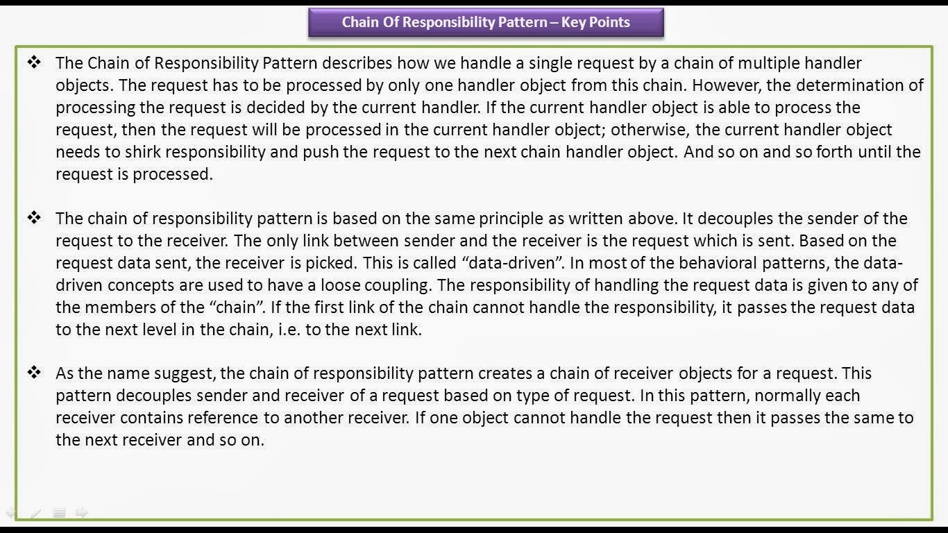 JAVA EE Chain Of Responsibility Design Pattern Key Points