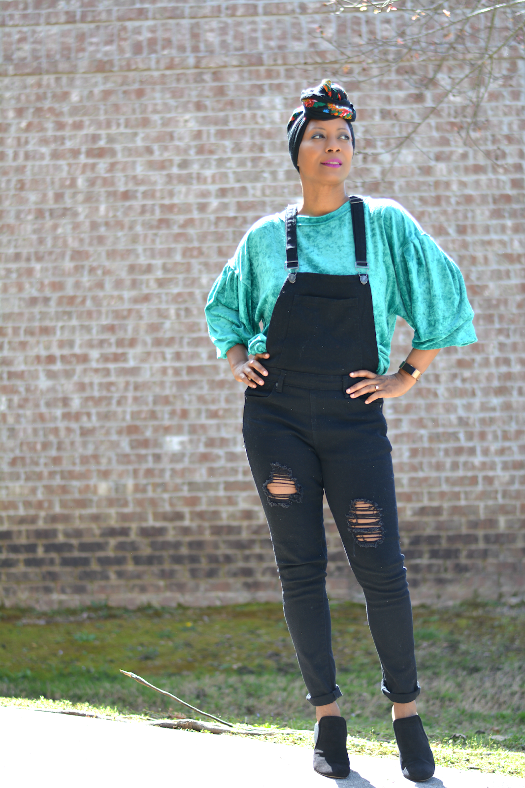 thrift style outfit featuring bib overalls from ASOS