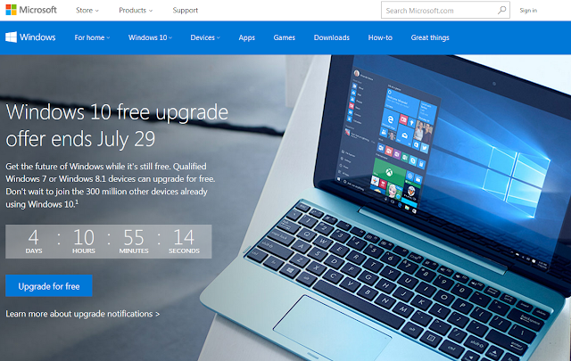 Windows 10 free upgrade offer ends July 29 Windows 10 free upgrade countdown Microsoft website ending