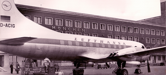 Lufthansa first flight from Munich 1955
