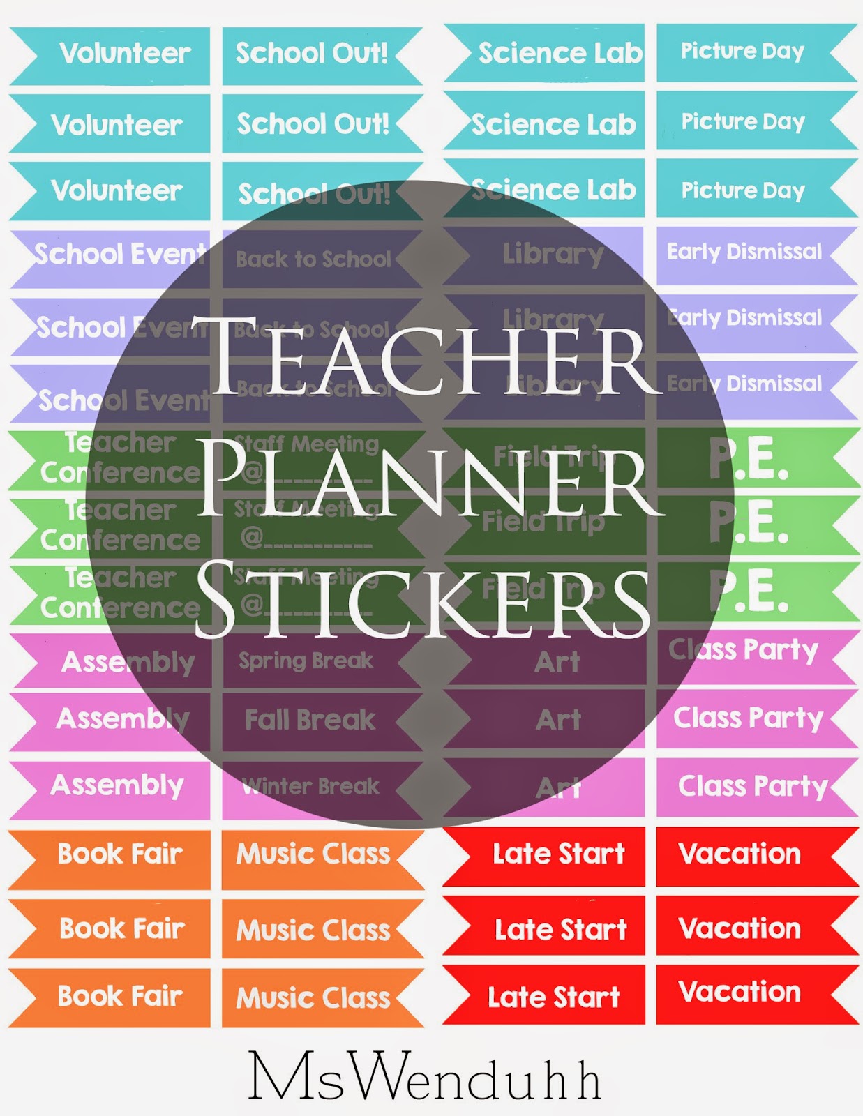 Free Printable Teacher Planner Stickers