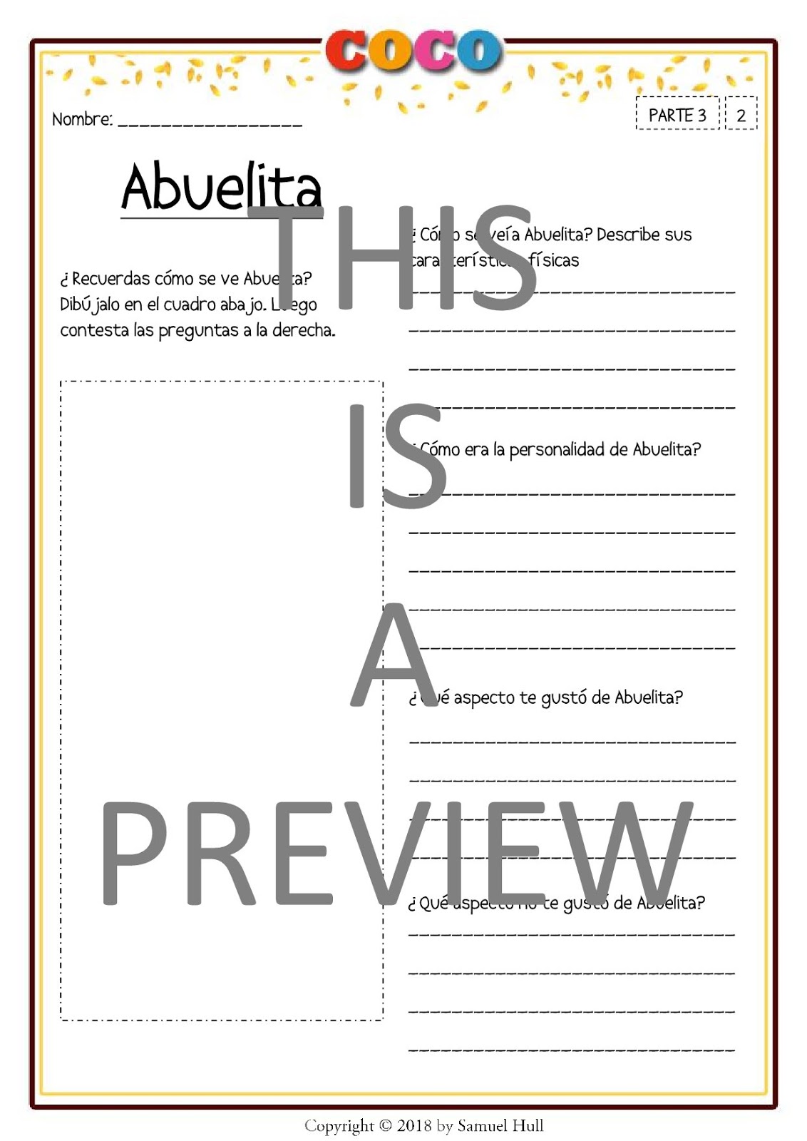 Coco Movie Guide in Spanish (en Español) + Activities Answer Key