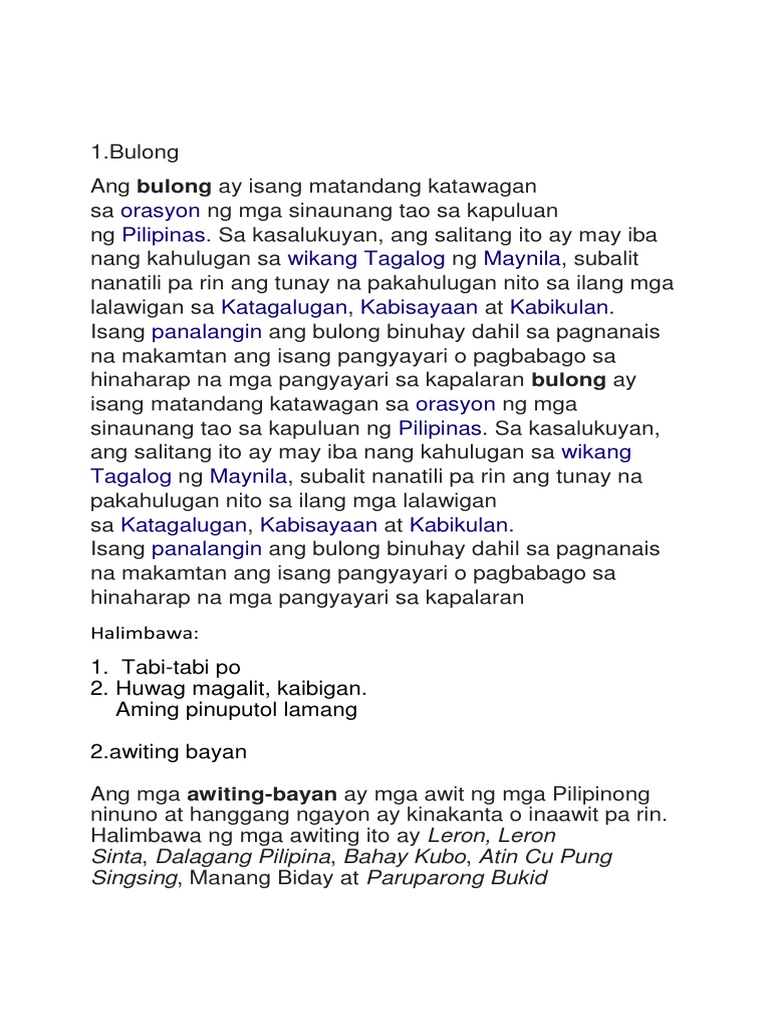 halimbawa ng awiting bayan - philippin news collections
