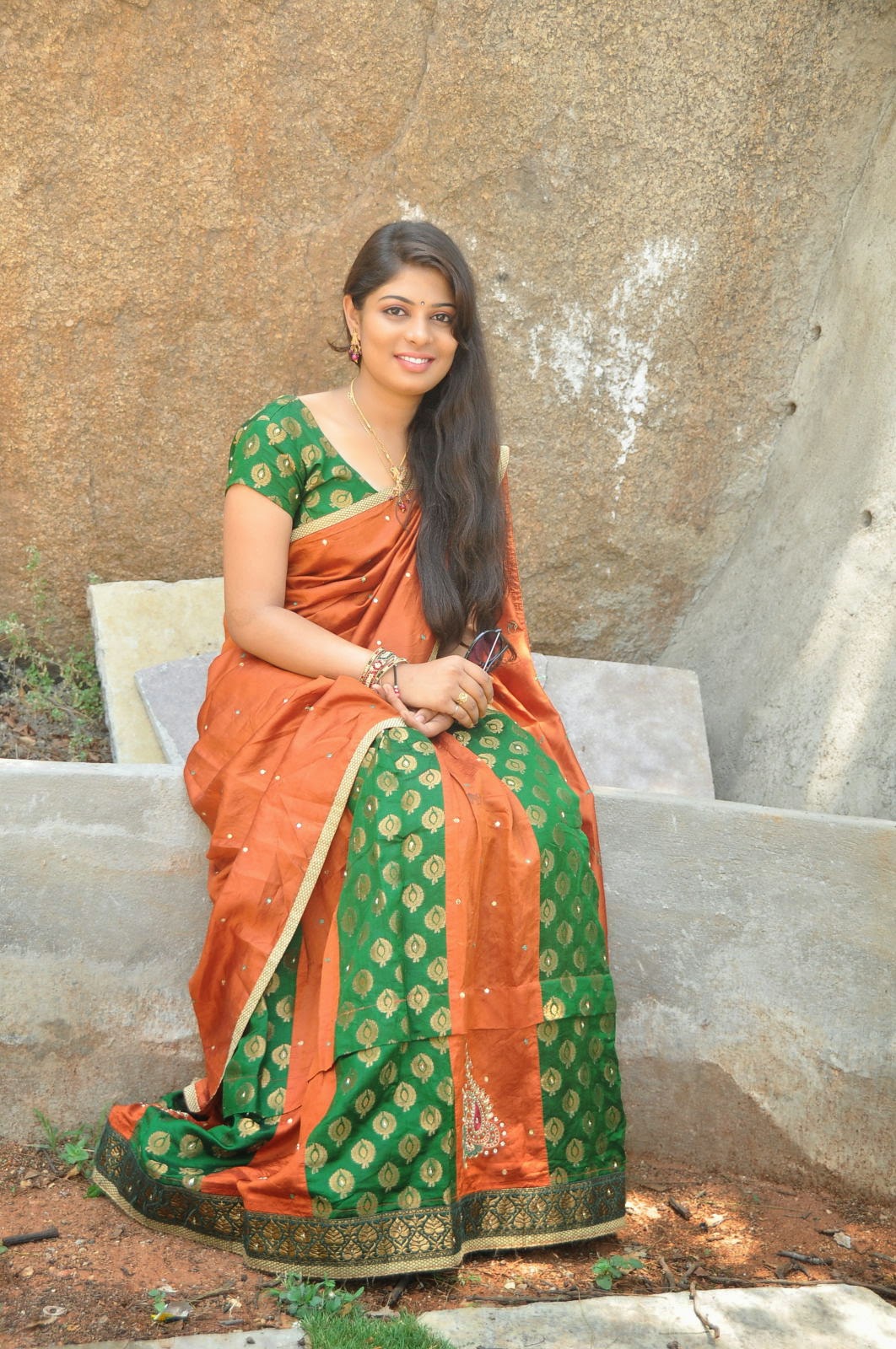 Telugu Actress Anusha In Half Saree Stylish Designer Sareeslehengas