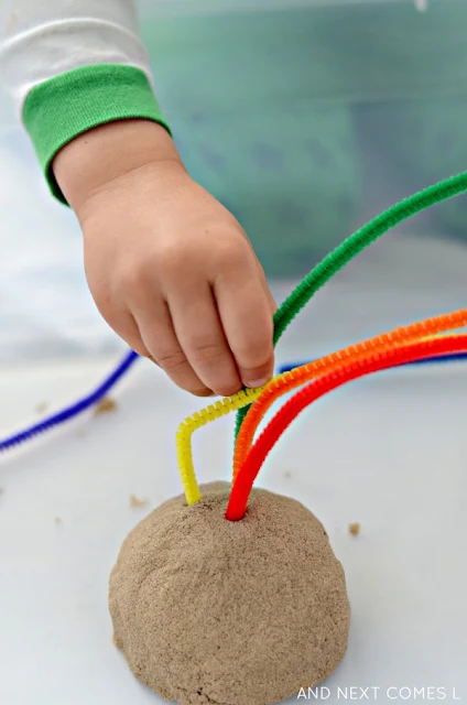 Fine motor activity kinetic sand rainbow activity for kids