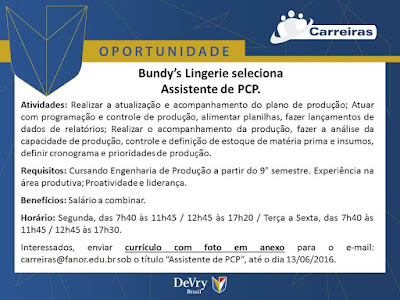 Fanor Carreiras: ASSISTENTE DE PCP