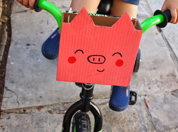 DIY Cardboard Kid Bike Basket