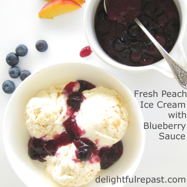 Fresh Peach Ice Cream with Fresh Blueberry Sauce / www.delightfulrepast.com