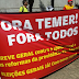 Sindicalistas estão protestando na calçada do Midway