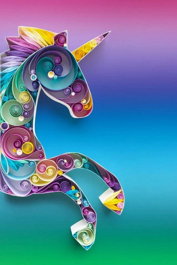 colorful quilled unicorn