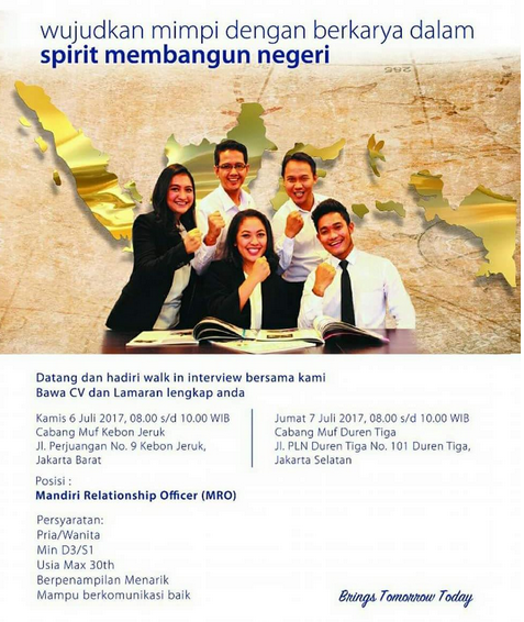 Lowongan Kerja Mandiri Relationship Officer (MRO) Jakarta | Lowongan