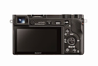Sony Alpha a6000 rear view with tilting LCD screen, picture, image, review features & specifications