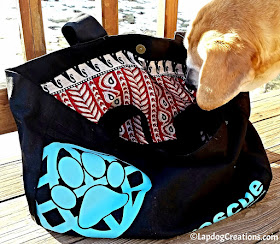 Sophie thinks everyone should own a RESCUE tote bag from #PawZaar - Global Style for Pet Lovers! #rescueddogs #adoptdontshop #animalwelfare #rescue #LapdogCreations ©Lapdog Creations