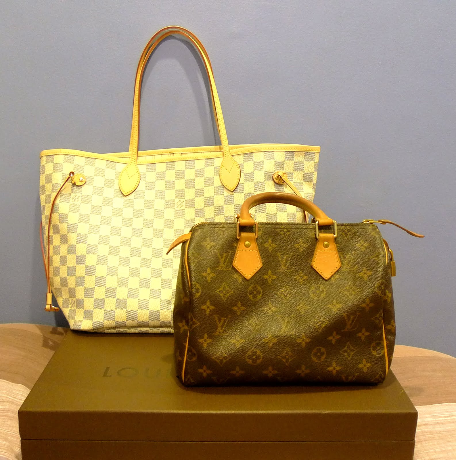 LV Damier Azur Noe- in a darker patina (picts from TPF)  Louis vuitton  handbags neverfull, Louis vuitton handbags outlet, Louis vuitton bag
