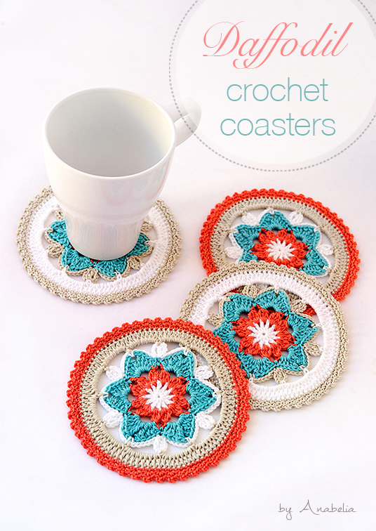 Daffodil crochet coasters by Anabelia Craft Design Daffodil crochet coasters by Anabelia Craft Design
