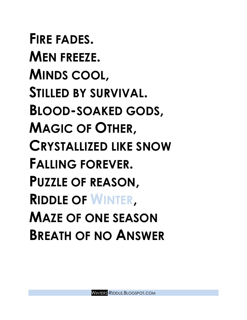 Winter's Riddle On Riddles