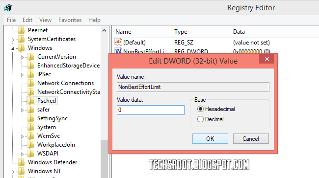 Speed up your internet speed up to 80% using Registry Editor