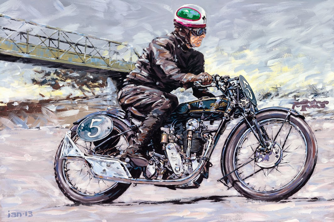 Motorcycle Ian Cater Artist Carter Velocette Outside Race Automobile Ic.