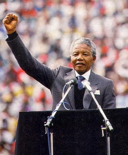 Nelson Mandela giving a Speech: