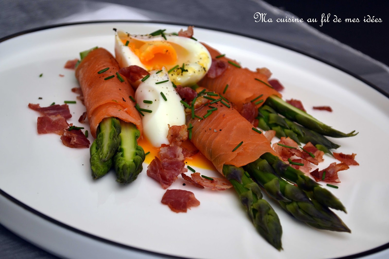 Ma cuisine au fil de mes idées... Roulades d'asperges vertes au saumon