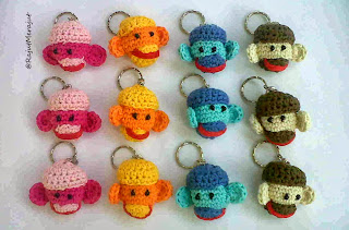 Gantungan Kunci Rajut, Monkey Amigurumi, Crochet Key Chain