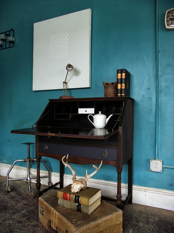 Vintage Ground Antique Secretary / Desk / Entry Table