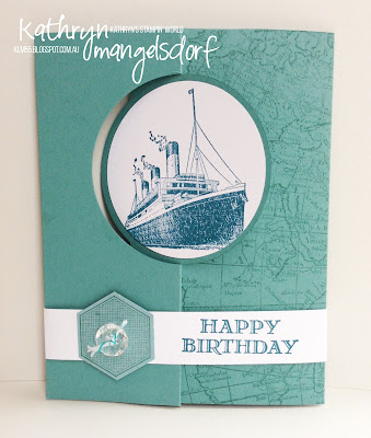 Stampin' Up! Circle Card Thinlit, World Map, Six-Sided Sampler, Hexagon Punch Flip Card created by Kathryn Mangelsdorf