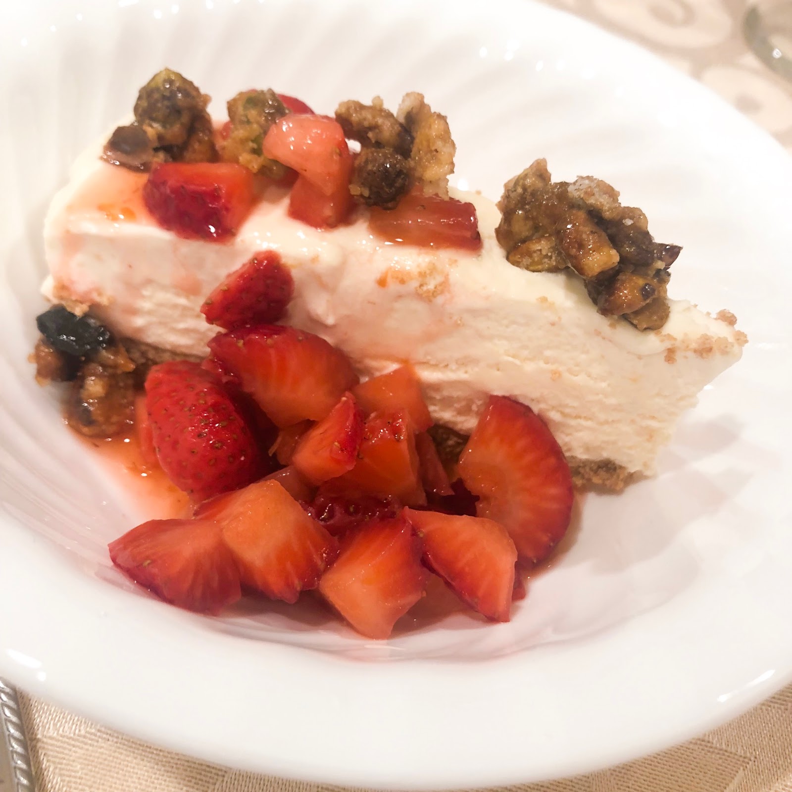 Anne&amp;#39;s Food: Frozen Lemon Cheesecake with berries &amp; caramelized pistachios