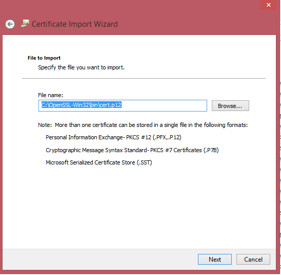 How to install SSL certificate from .pem file
