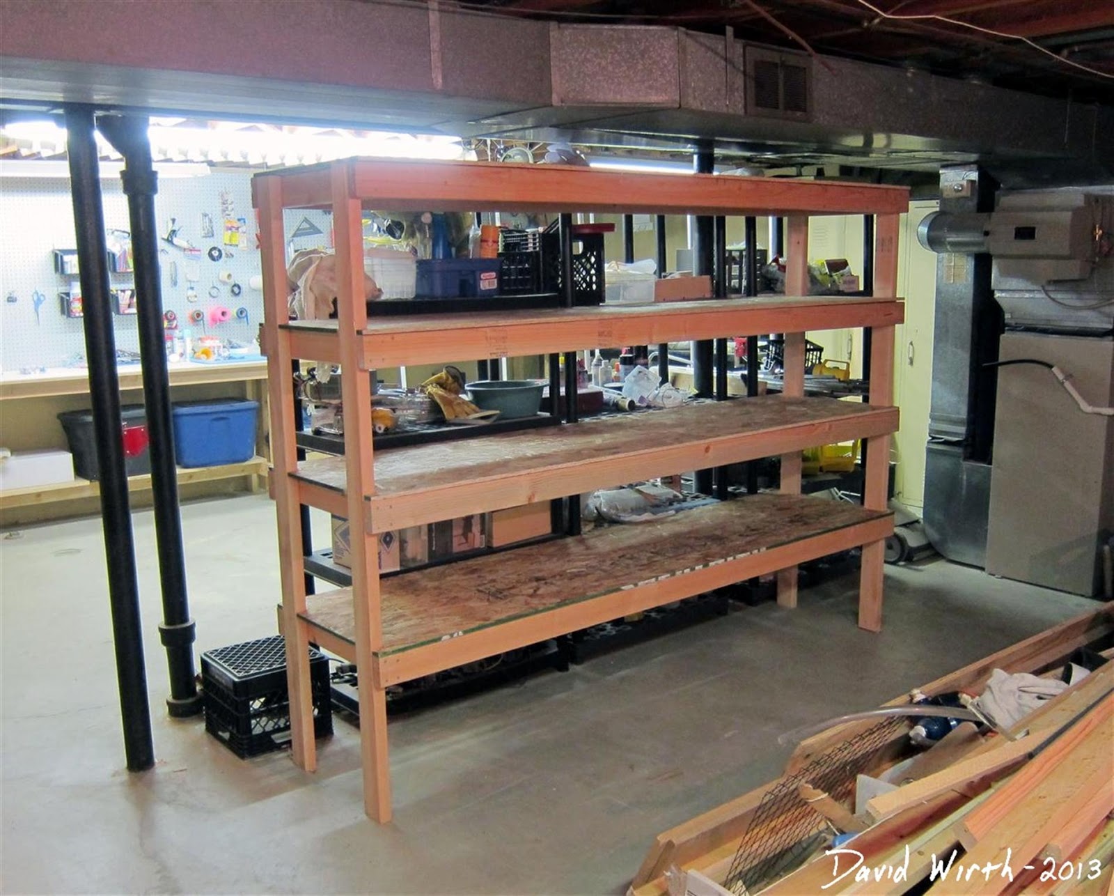 building wooden storage shelves
