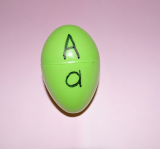 Match uppercase and lowercase letters with plastic Easter eggs