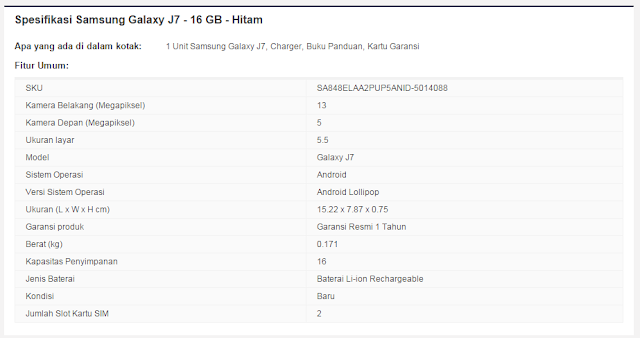 Spesifikasi dan Harga HP Samsung Galaxy J7 Terbaru
