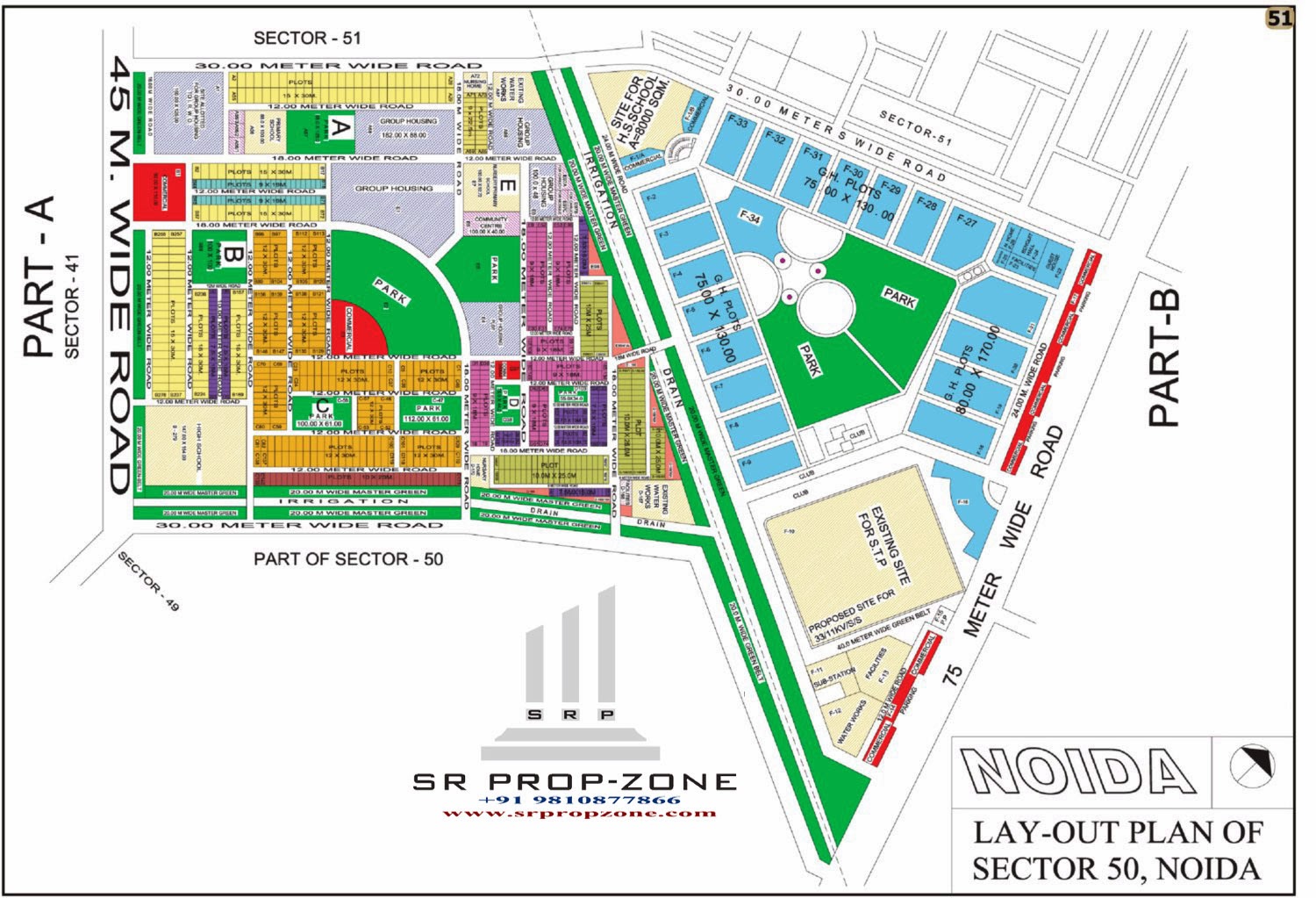 Layout Plan of Noida Sector-50 HD Map