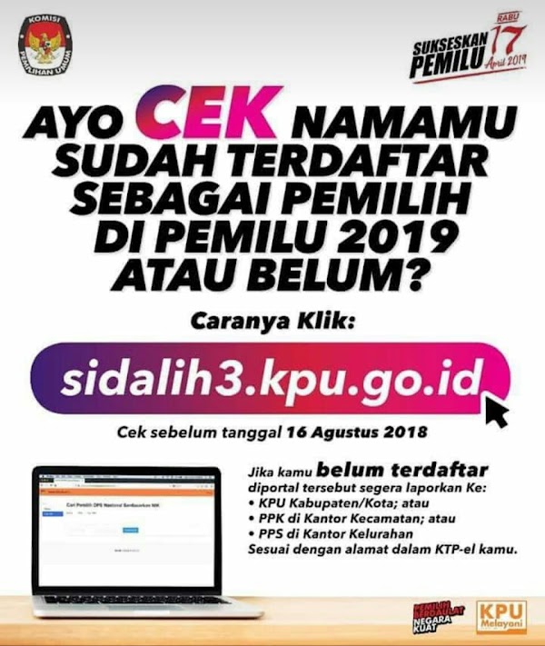 Begini Cara Cek Nama Anda Terdaftar atau Tidak pada Pemilu 2019 Begini Cara Cek Nama Anda Terdaftar atau Tidak pada Pemilu 2019