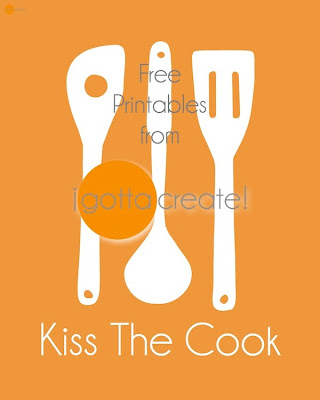 Kiss the Cook vintage kitchen utensil printables in 3 varieties at I Gotta Create!