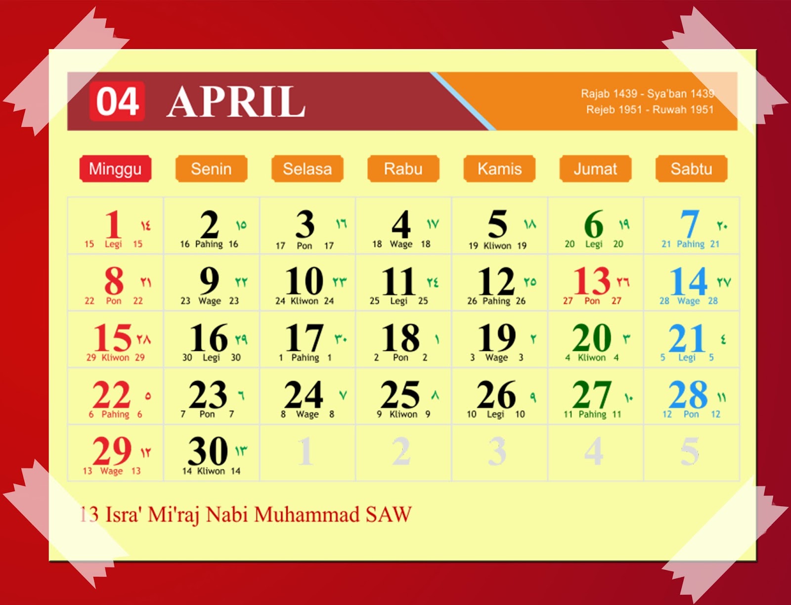 Download Kalender 20 Hijriyah Jawa Dan Pasaran Kostenlos