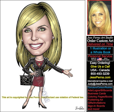 Real Estate Sales Agents with Purse Caricatures
