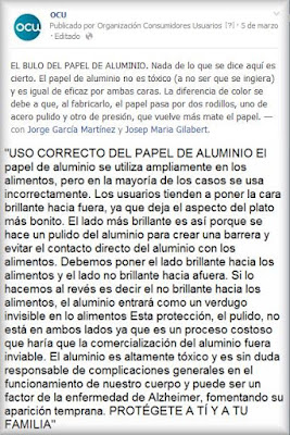 Toxico ocu de aluminio papel
