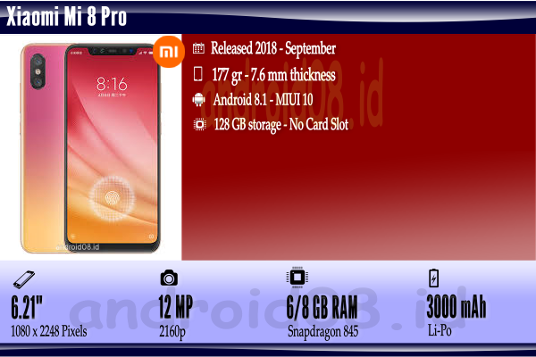 Spesifikasi Xiaomi Mi 8 Pro