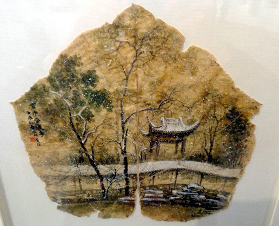 14-Pagoda-Pang Yande-Leaf-Painting-Folk-Art-and-Environmental-Protection-www-designstack-co