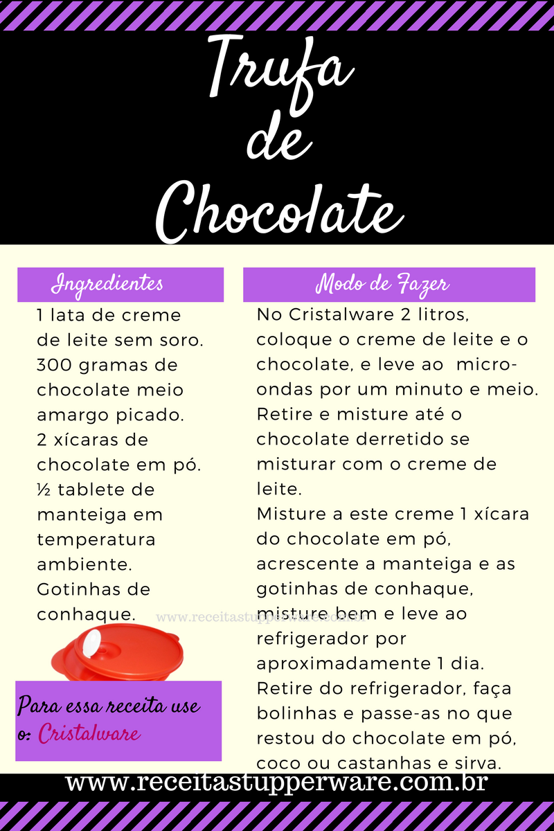 Receita de Trufa de Chocolate Receitas Tupperware de trufa de chocolate