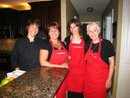 Myself, Vicki and Danielle Frankland, and Naomi Morely Ready to Serve in Linda Irwin's Lovely Home