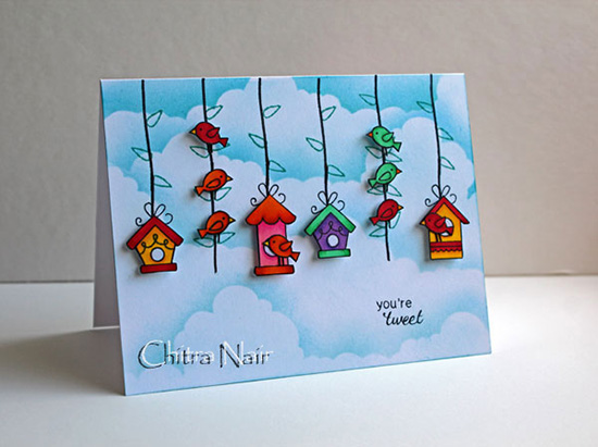 You're Tweet Birdhouse card by Chitra Nair for Newton's Nook Designs | Tweet Talk Stamp Set